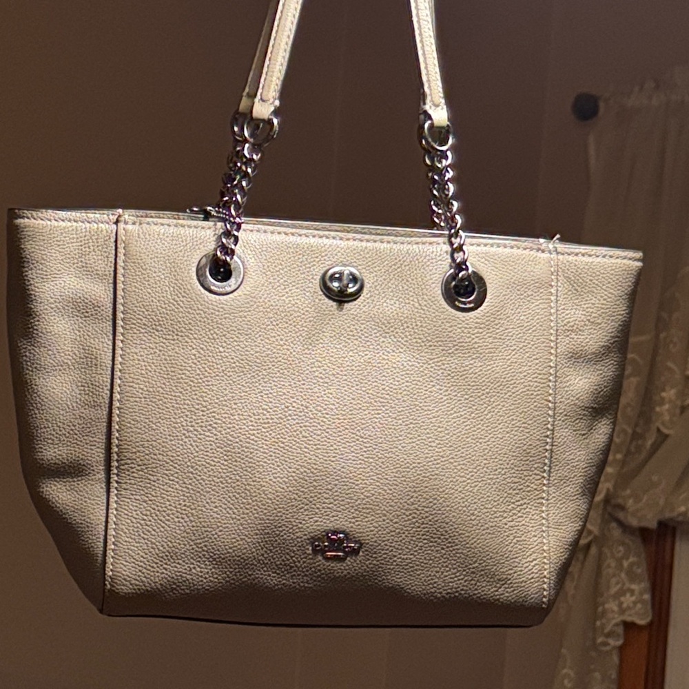Coach grey Tote Bag with Chain Straps